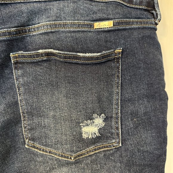 KanCan | Womens 22 High Rise Ripped Distressed Americana Dark Wash 5 in Shorts - Picture 7 of 10